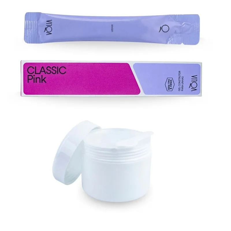 Kit Gel Classic Pink Sem Tpo Vlia 14g + Pote Reutilizável