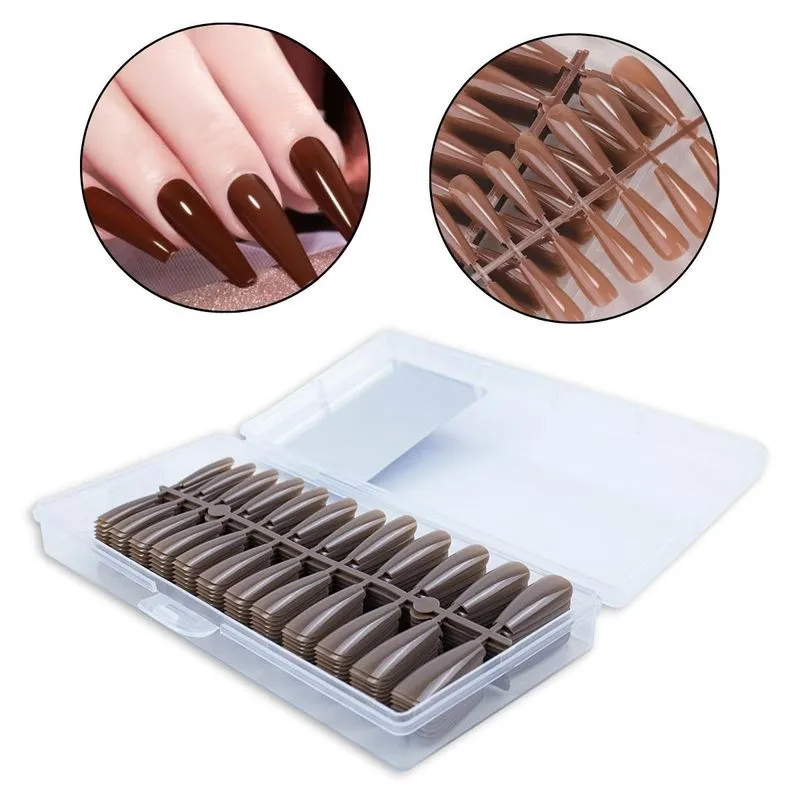 Kit 240 Unha Postiça Soft Gel Bailarina Realista Nude Marrom