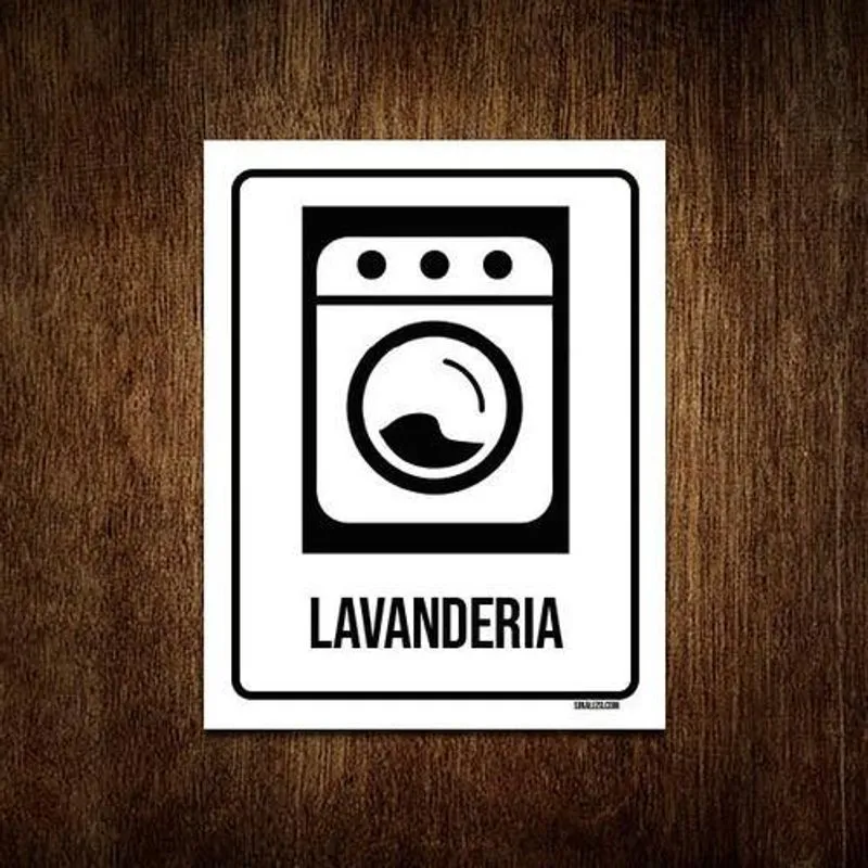 Kit 5 Placas Condomínio Ambiente Lavanderia