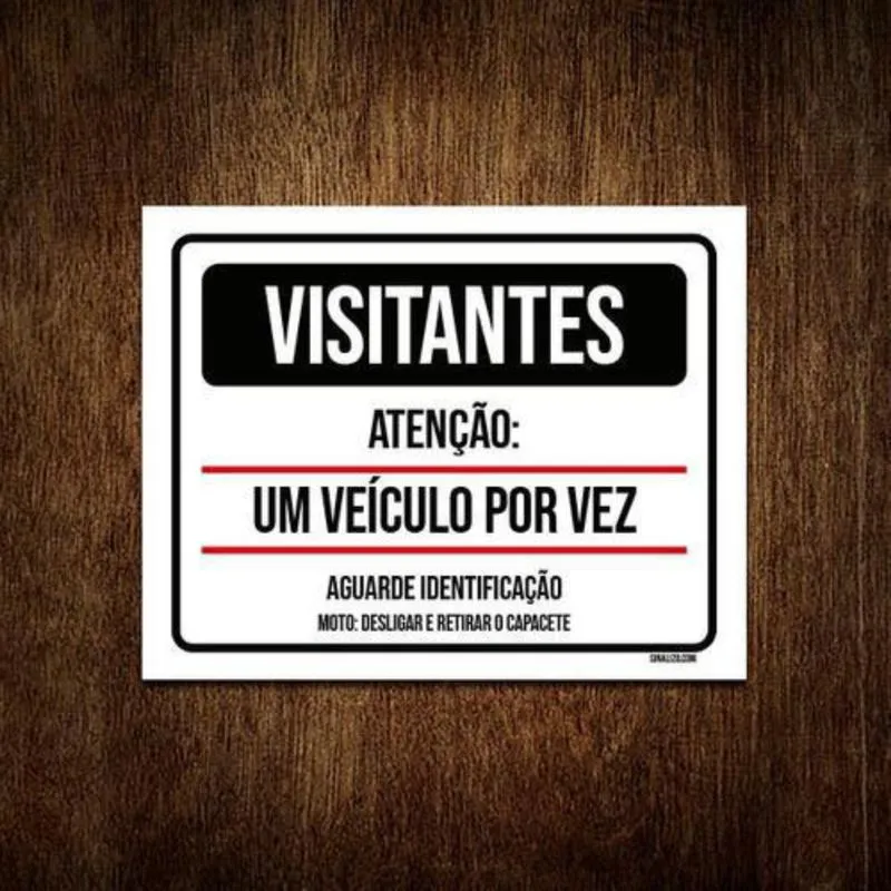 Kit 5 Placas Condomínio Visitantes Um Veículo Por Vez