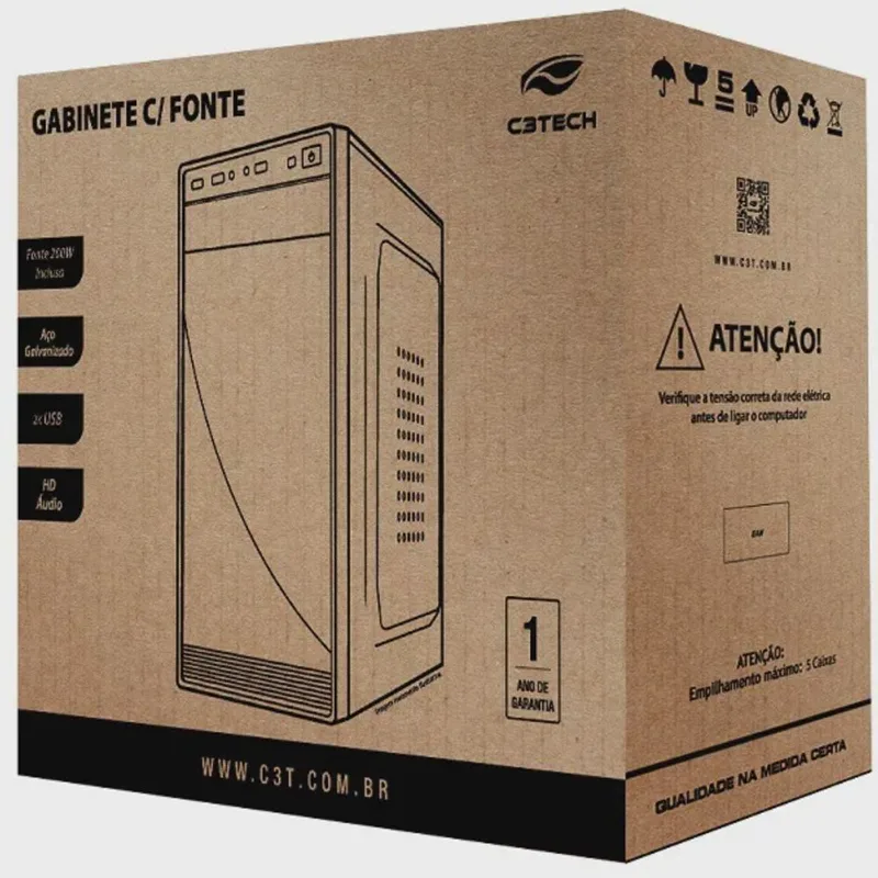 Gabinete Micro atx MT-30BK com Fonte 200W C3 tech