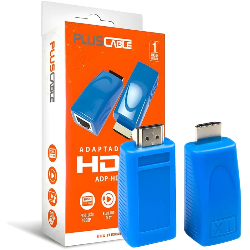 Adaptador Extensor de Cabo hdmi Com Cabo de Rede RJ45 ADP-HDMIRJ45BL PlusCable