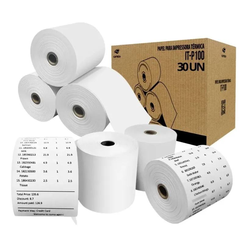 Bobinas Térmicas Branca 80x40 Para Cupom Fiscal Caixa 30