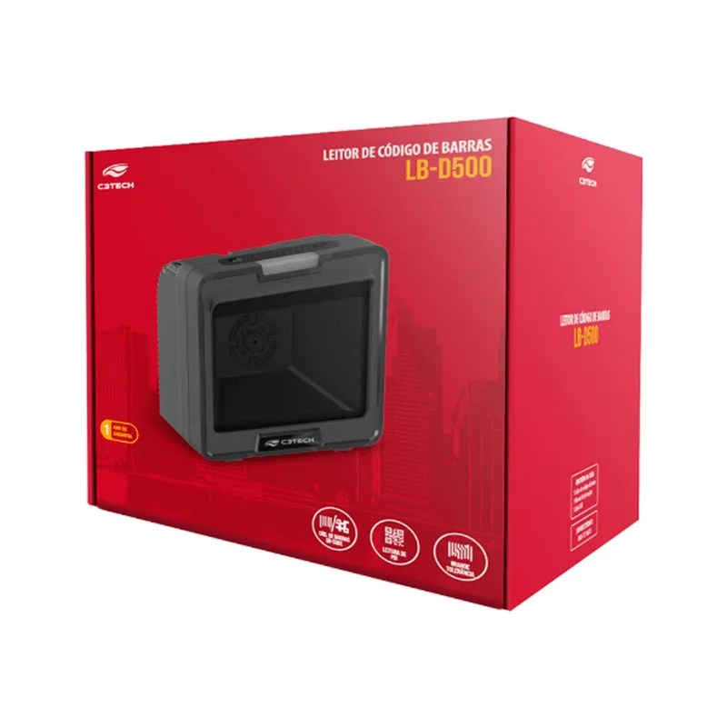 Leitor De Codigo De Barras C3tech Fixo 1d/2d Usb Lb-d500bk
