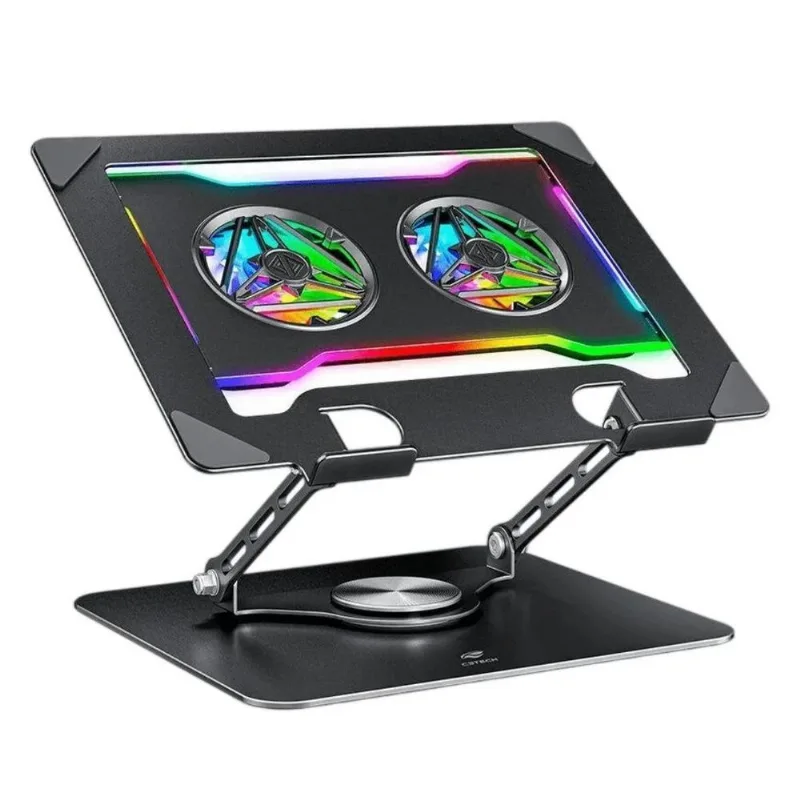 Suporte Para Notebook C3tech - Base Giratória 360 - Altura Ajustável - Rgb - Nbc-1100bk