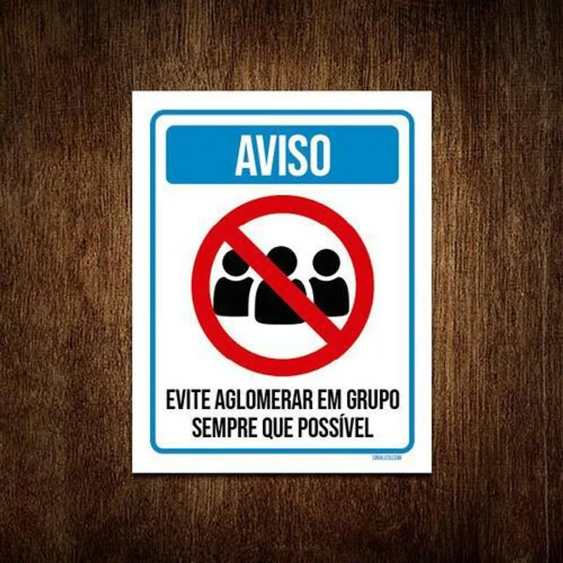 Kit 5 Placas Distanciamento Social Aviso Evite Aglomerar