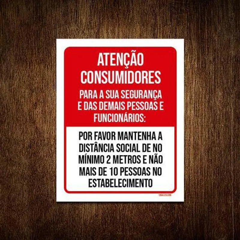 Kit 5 Placas Distanciamento Social Consumidores