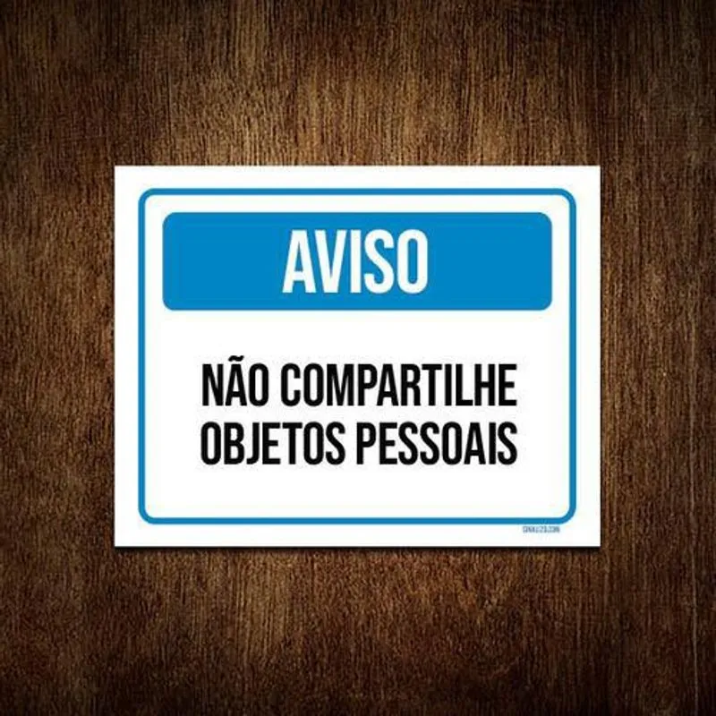 Kit 5 Placas Higiene Aviso Não Compartilhe Objetos Pessoais