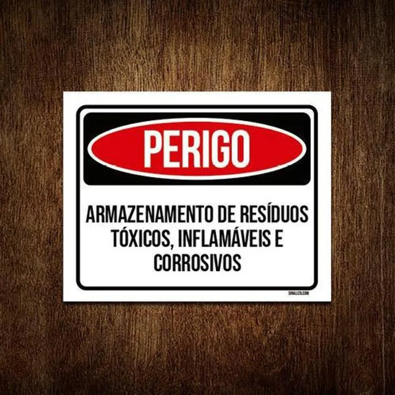Kit 5 Placas Perigo Armazenamento Tóxicos Inflamáveis