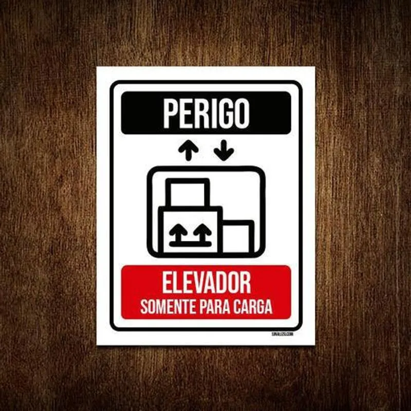 Kit 5 Placas Perigo Elevador Somente Para Carga