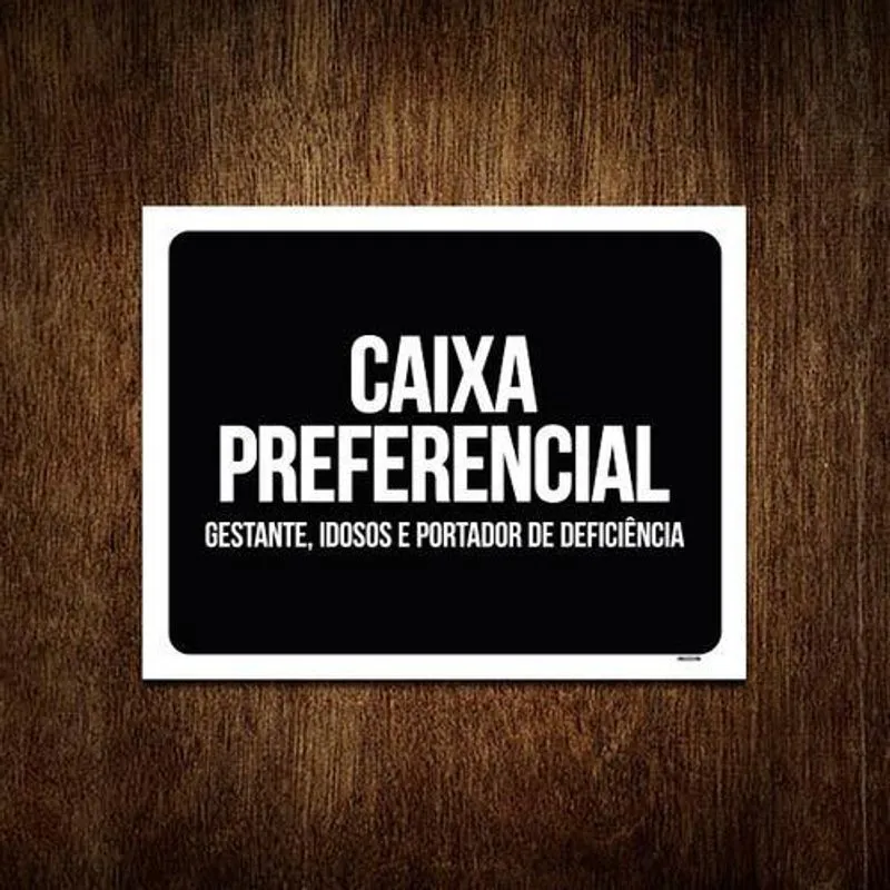 Kit 5 Placas Sinalização Ambiente Caixa Preferêncial