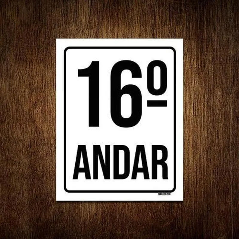 Kit 5 Placas Sinalização Ambiente Identificação 16º Andar