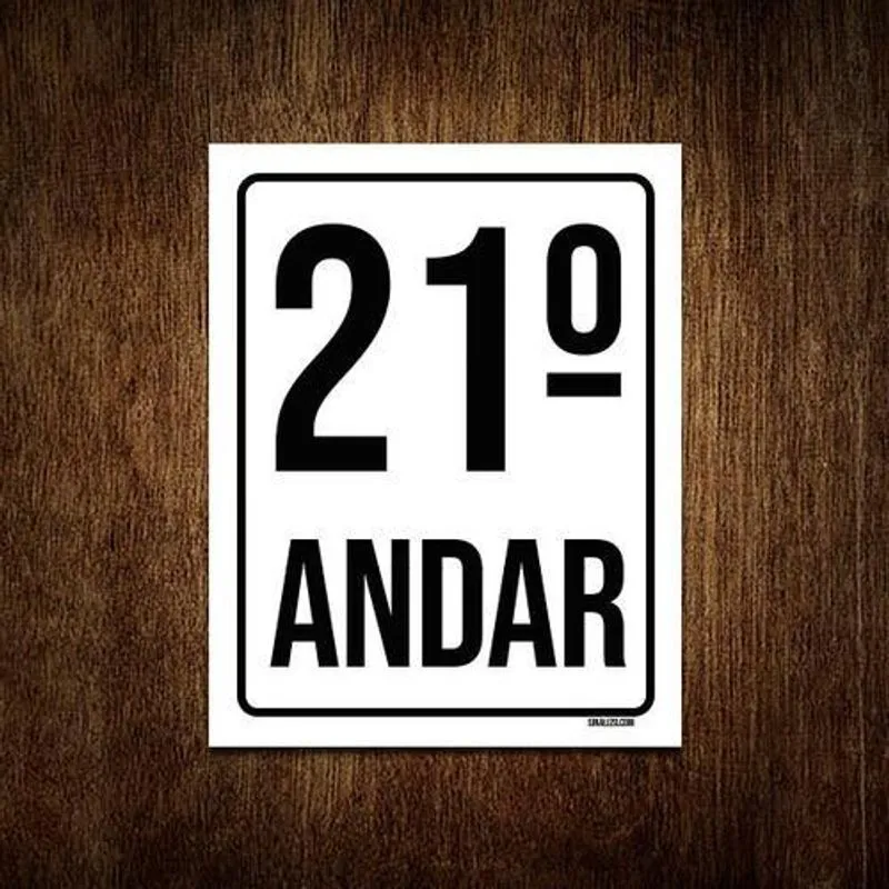 Kit 5 Placas Sinalização Ambiente Identificação 21º Andar