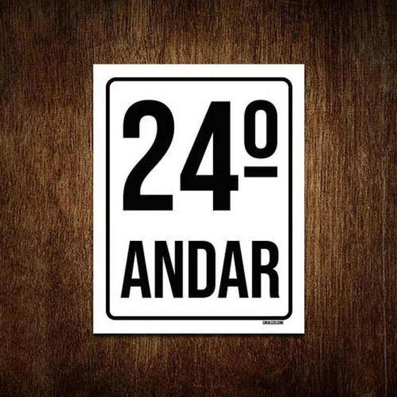 Kit 5 Placas Sinalização Ambiente Identificação 24º Andar
