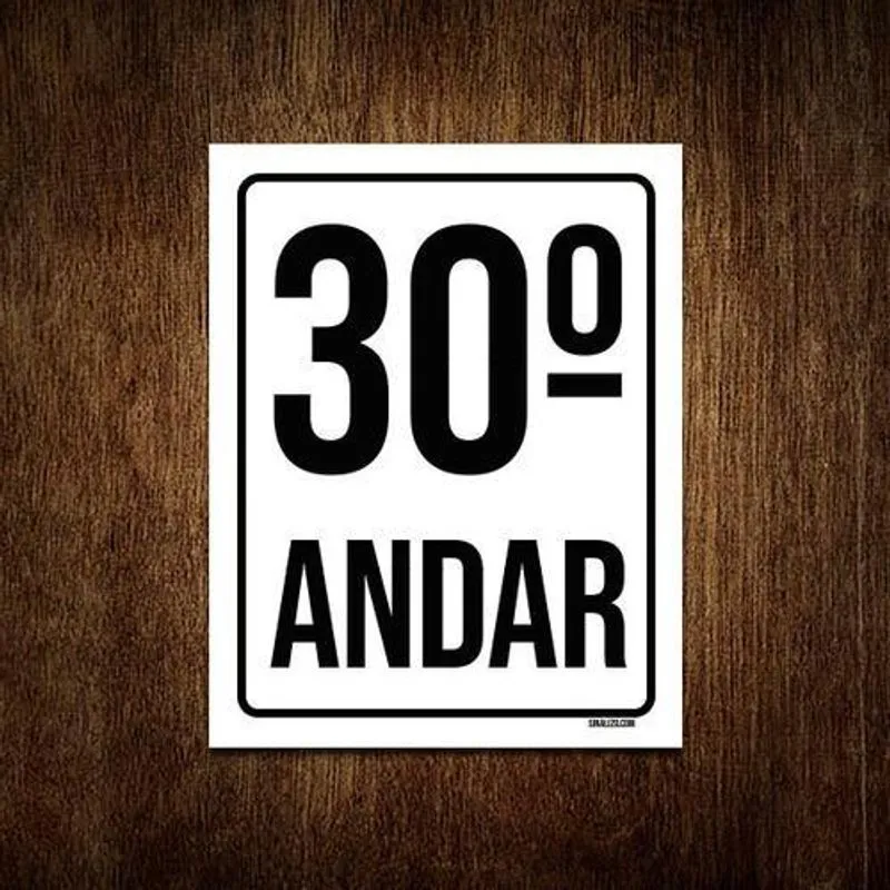 Kit 5 Placas Sinalização Ambiente Identificação 30º Andar