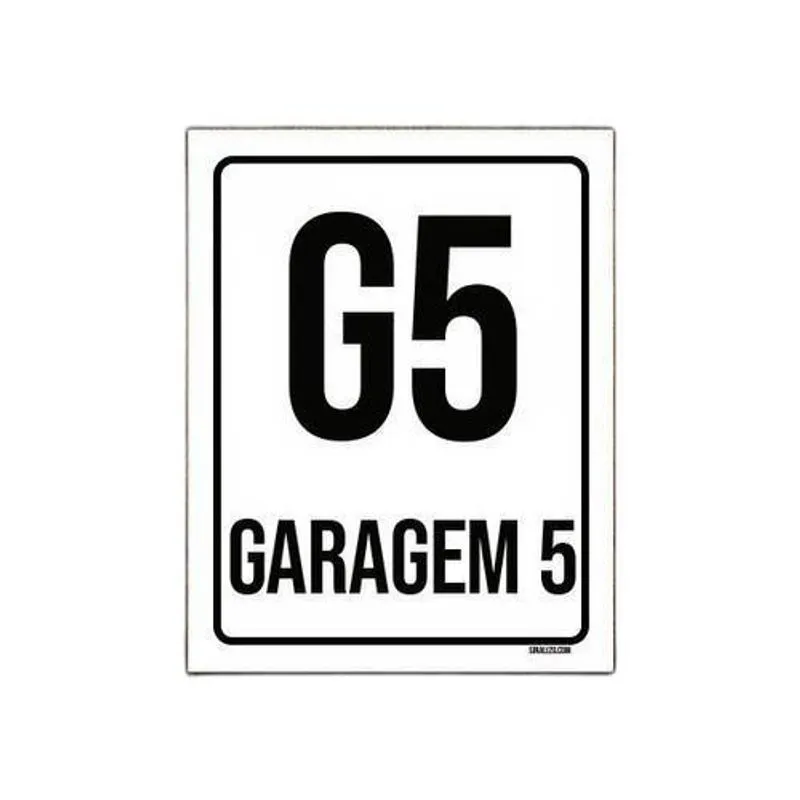 Kit 5 Placas Sinalização Ambiente Indicativo G5 Garagem 5