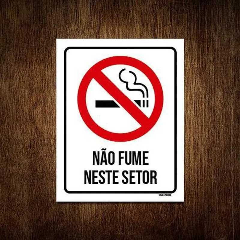Kit 5 Placas Sinalização Não Fume Neste Setor