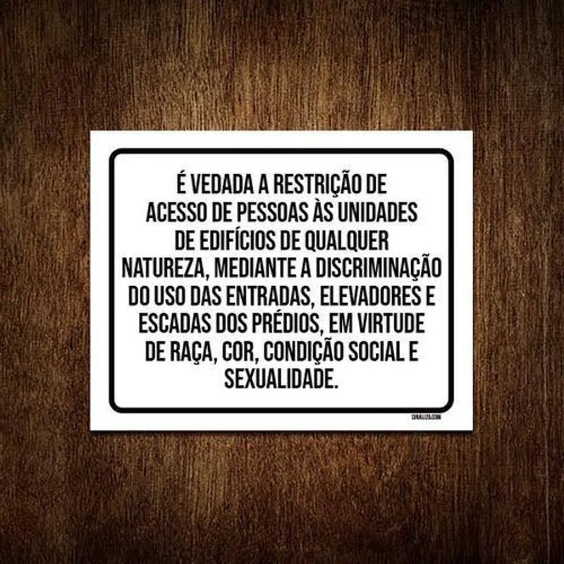 Kit 5 Placas Vedada Restrição Descriminação Condomínio