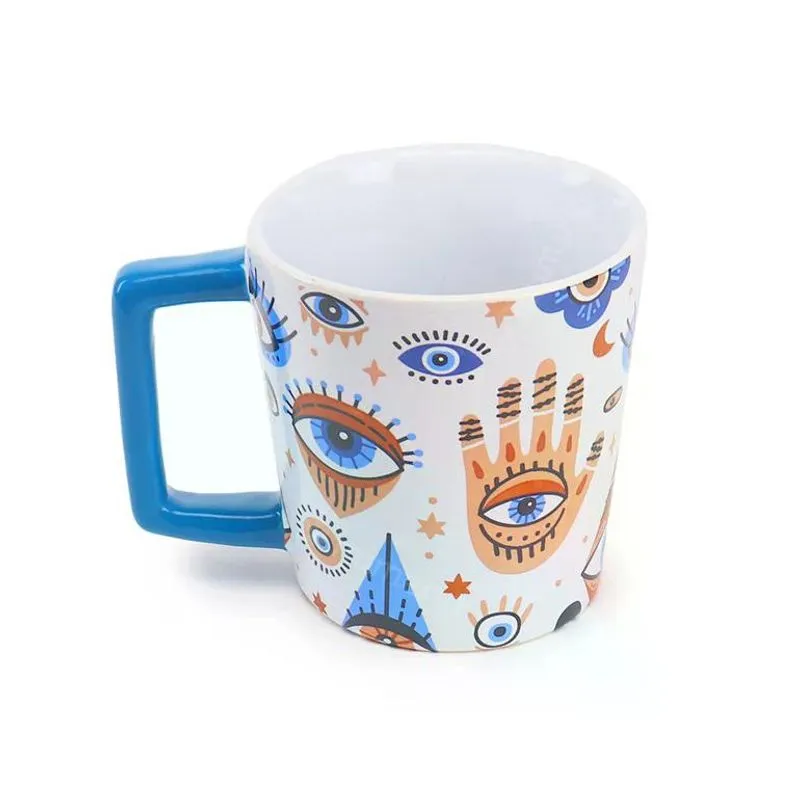 Caneca Buck Olhos Coloridos Good Vibes Branca