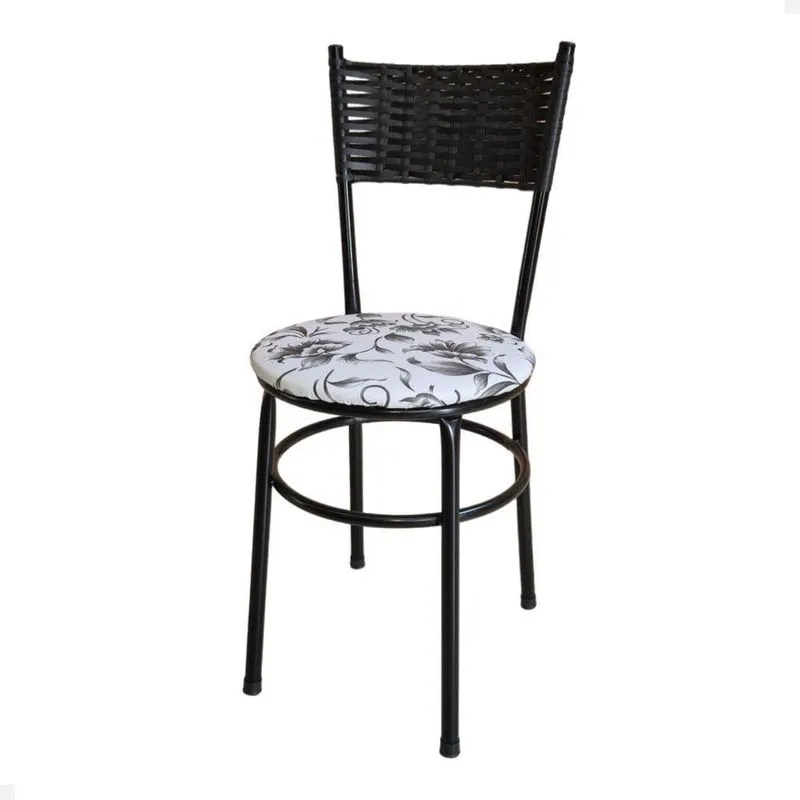 Cadeira Preta Para Mesa Preta Viena Preto Cor:floral Branco