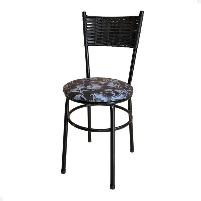 Cadeira Preta Para Mesa Preta Viena Preto Cor:floral Preto