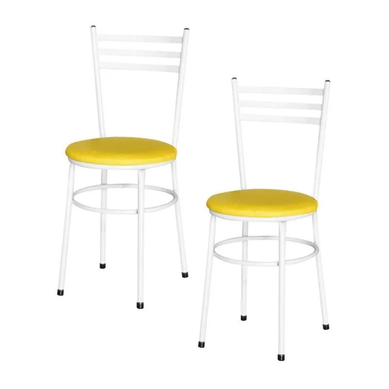 2 Cadeiras Para Mesa Epoxi Branca Cor:amarelo