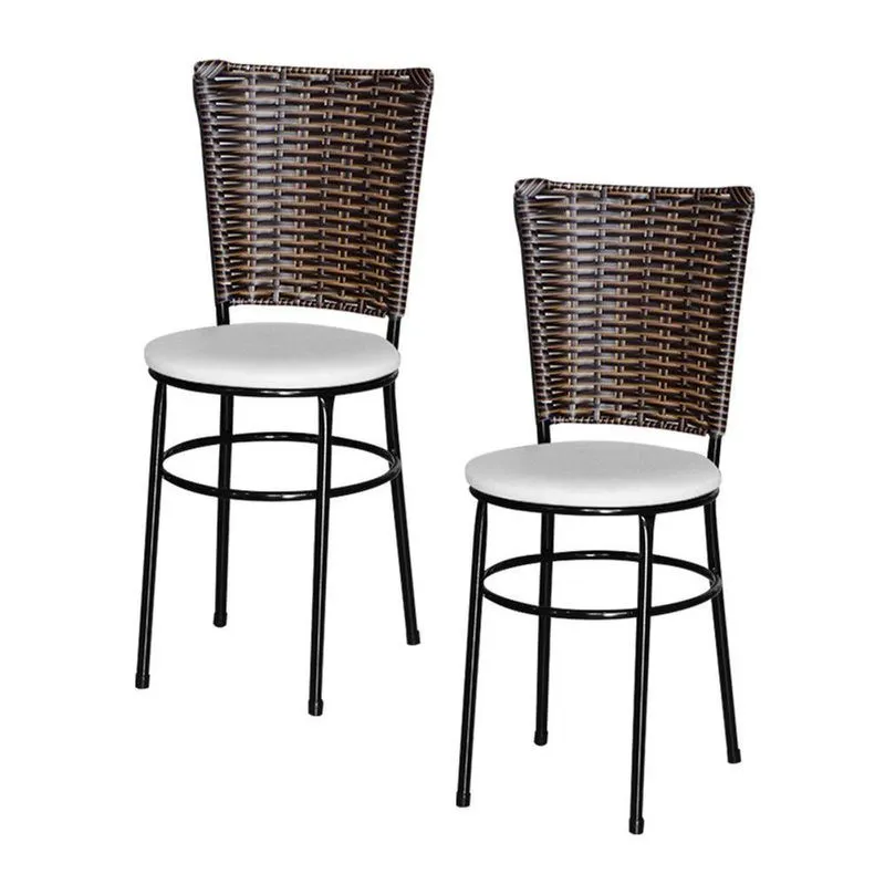 2 Cadeiras Para Mesa Preta Hawai Avelã Cor:branco