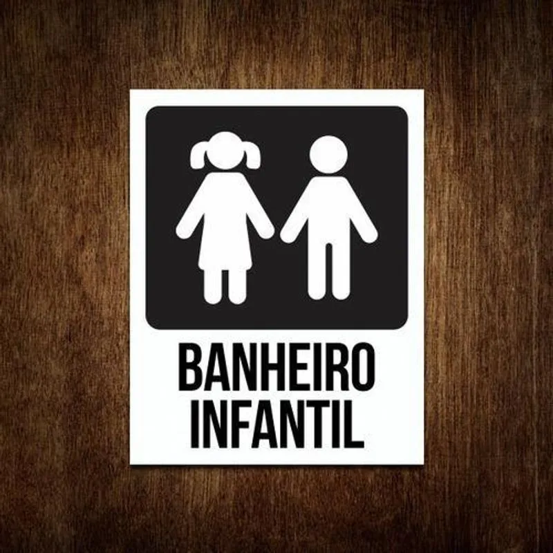 Placa Banheiro Infantil - Menino E Menina Placa Branca 36x46