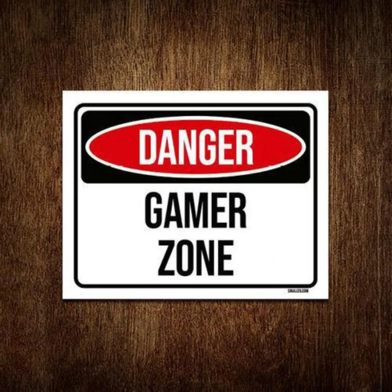 Placa Decorativa - Danger Gamer Zone 18X23
