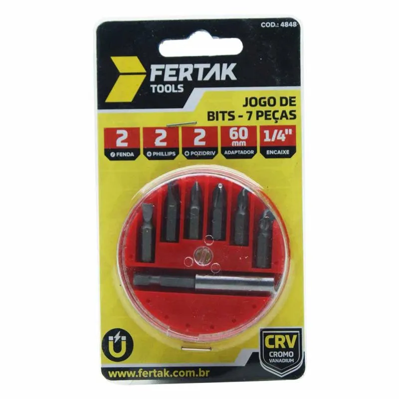 Jogo de Bits C/ Adaptador Magnético 4848 Fertak - 7PCS