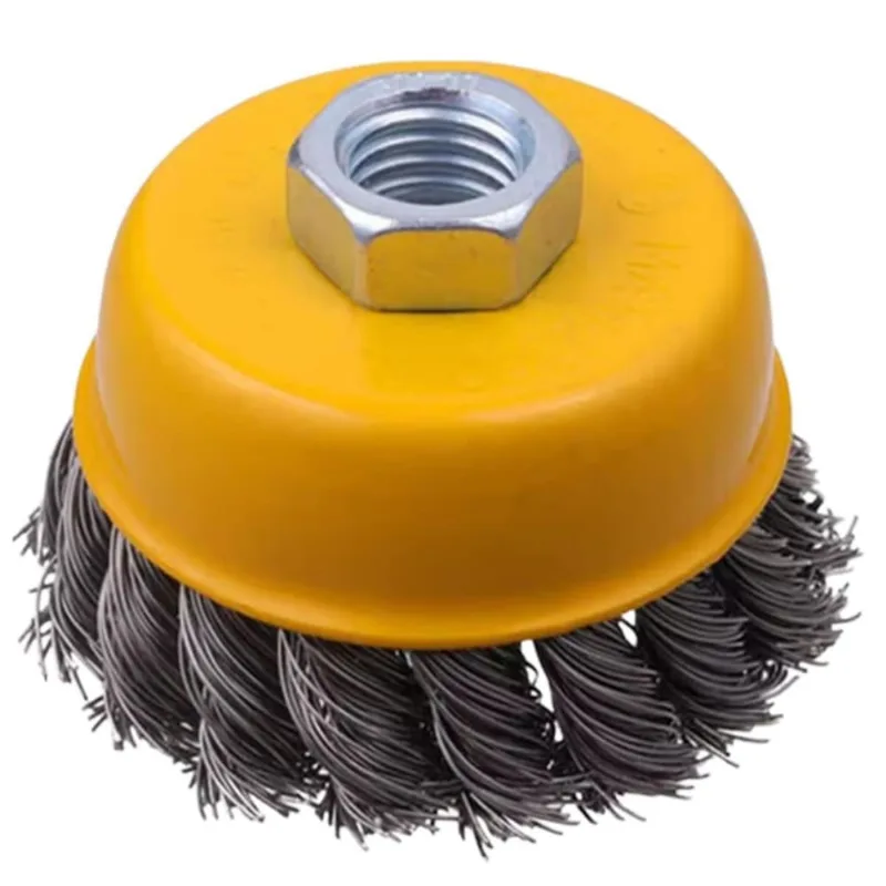 Escova De Aço Tipo Copo Cônica Circular Trançada Torcida64Mm