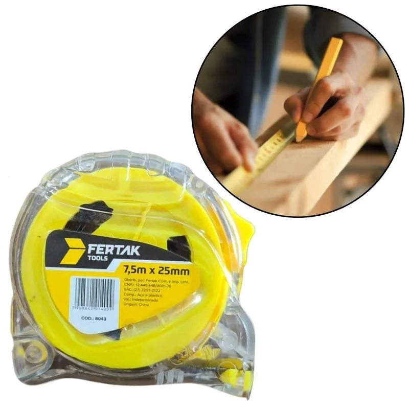Trena Transparente 7,5mx25mm Com Presilha Para Cinto E Alça