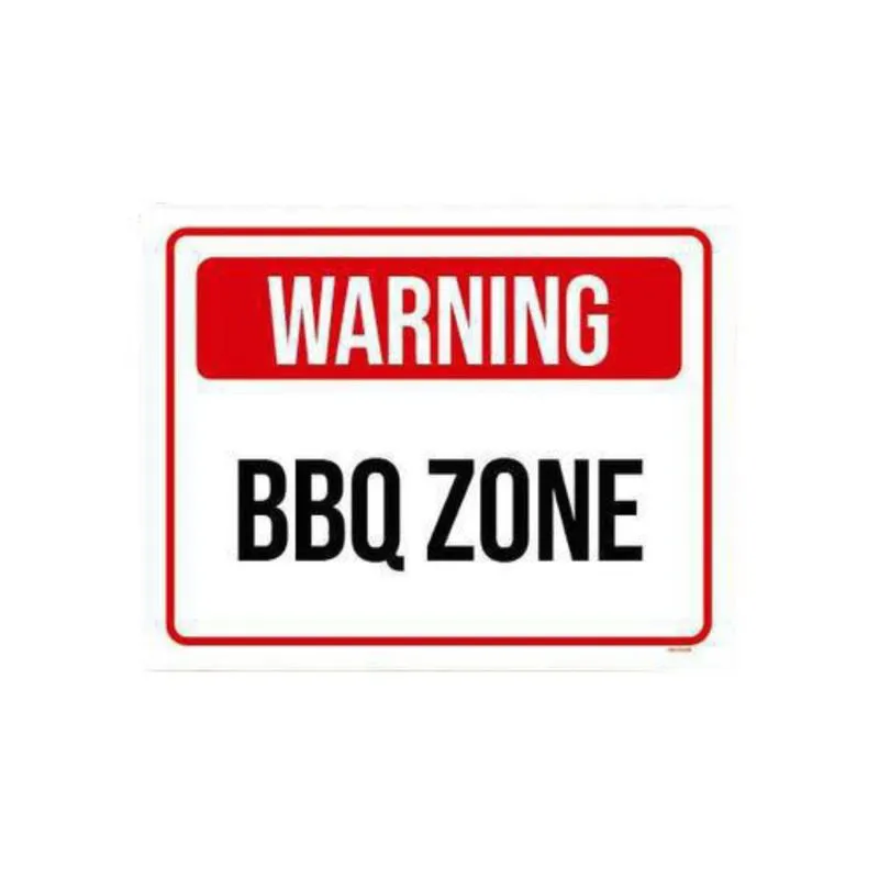 Placa Decorativa - Warning Bbq Zone 18X23