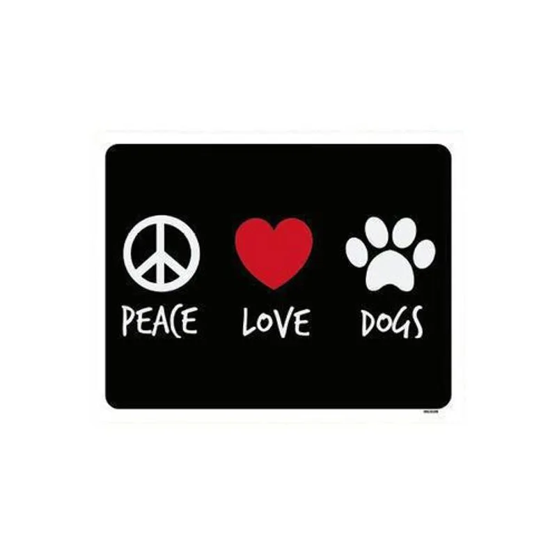 Placa Decorativa Peace Love Dogs Cachorro 27x35