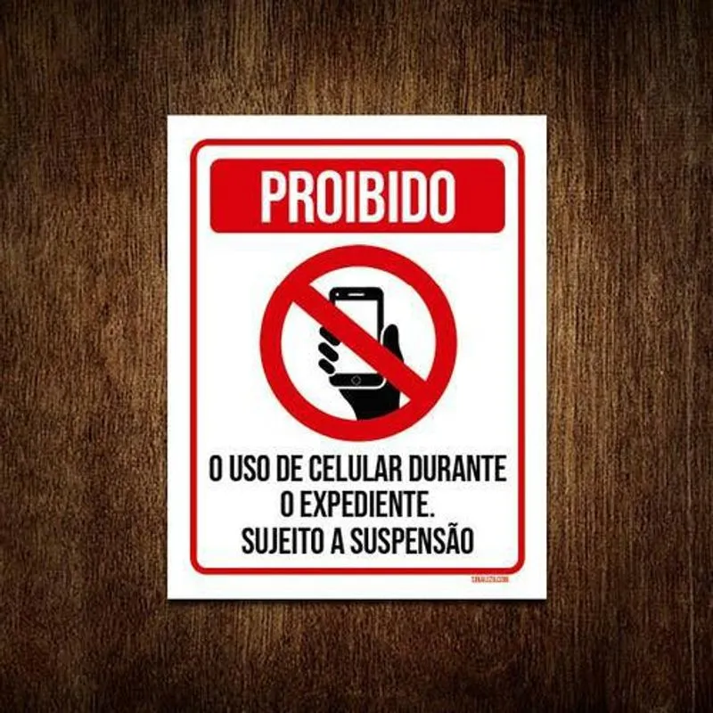 Placa Proibido Uso Celular 18x23 - Poliestireno 2mm