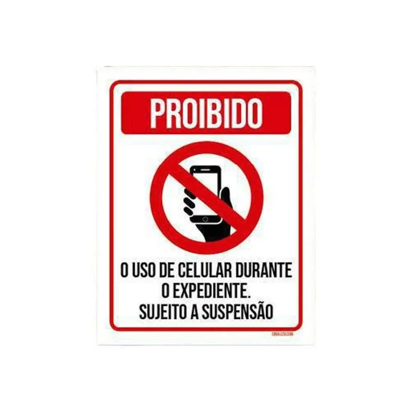 Placa Proibido Uso Celular Durante Expediente 27x35