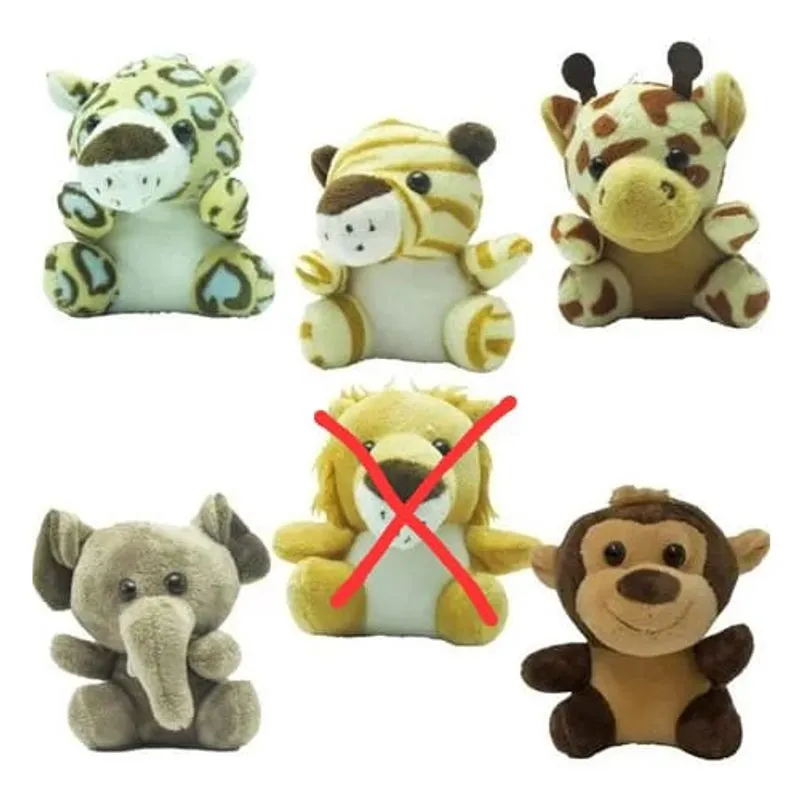 Chaveiros Lembrancinha Bichos Pelúcia Safari Kit 6 Uni - 9cm