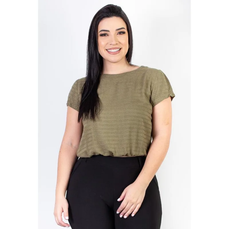 Blusa feminina manga curta com elástico 34168