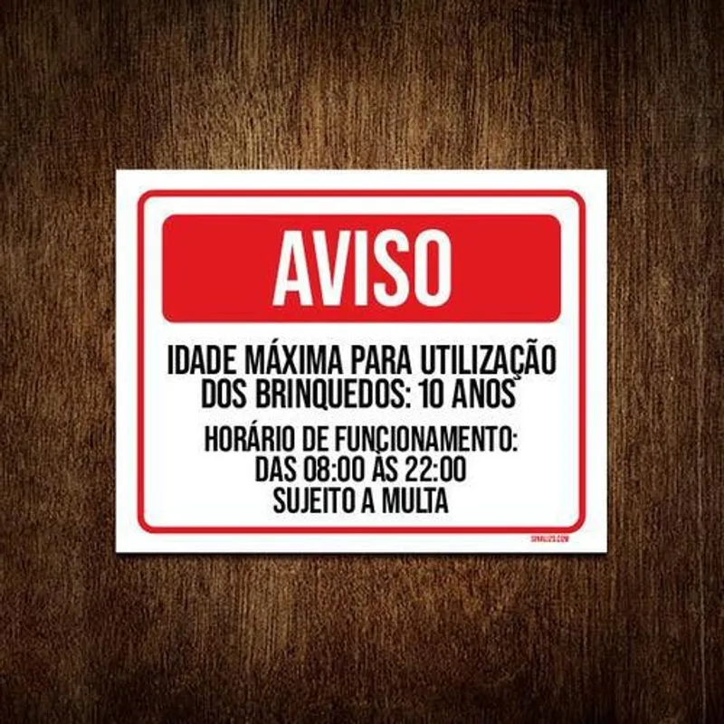 Aviso Idade Máxima 36x46 - Poliestireno 2mm