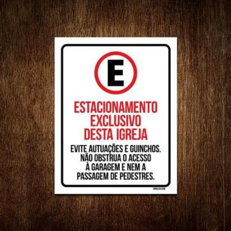 Placa Sinalização - Estacionamento Exclusivo Igreja 36X46