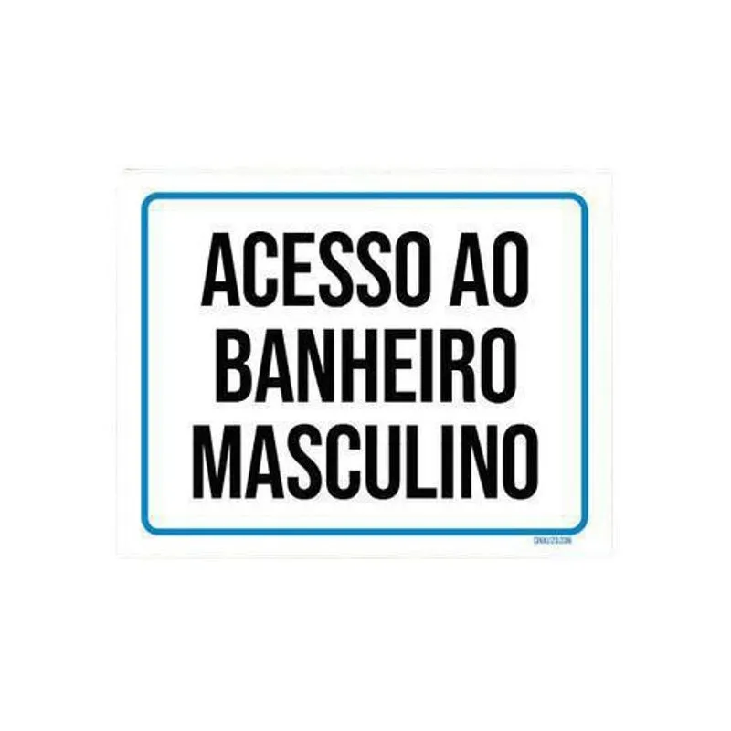 Placa Sinalização Ambiente Banheiro Masculino 18x23