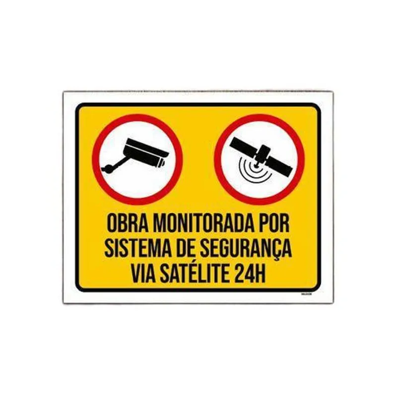 Placa Sinalização Obra Monitorada 18x23 - Psai 2mm
