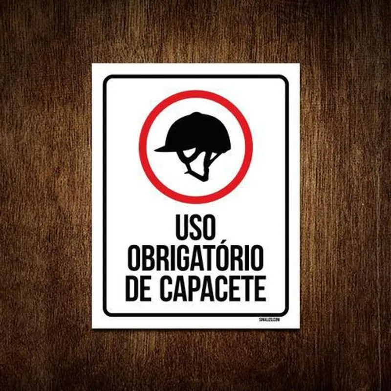 Placa Sinalização - Uso Obrigatório De Capacete 27x35