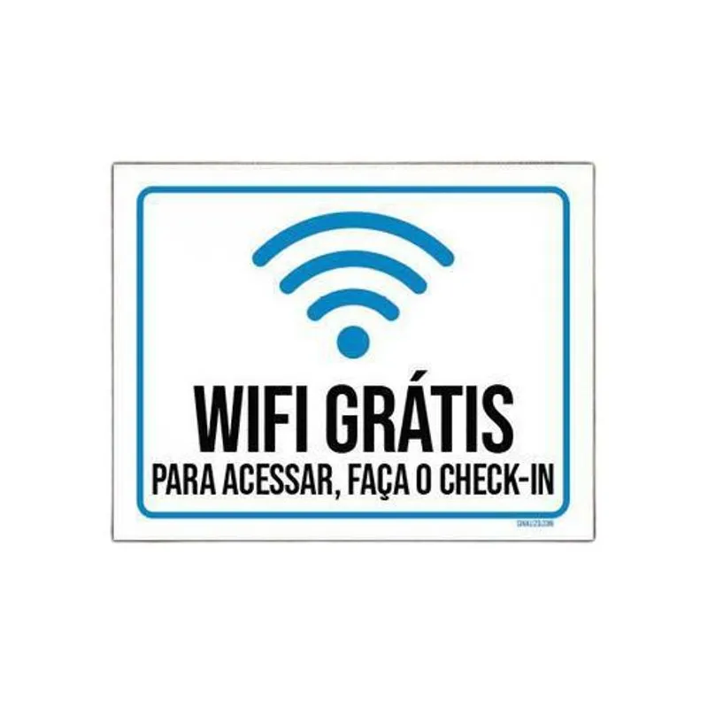 Placa Sinalização Wifi Acessar Faça Check-in 18x23cm Psai