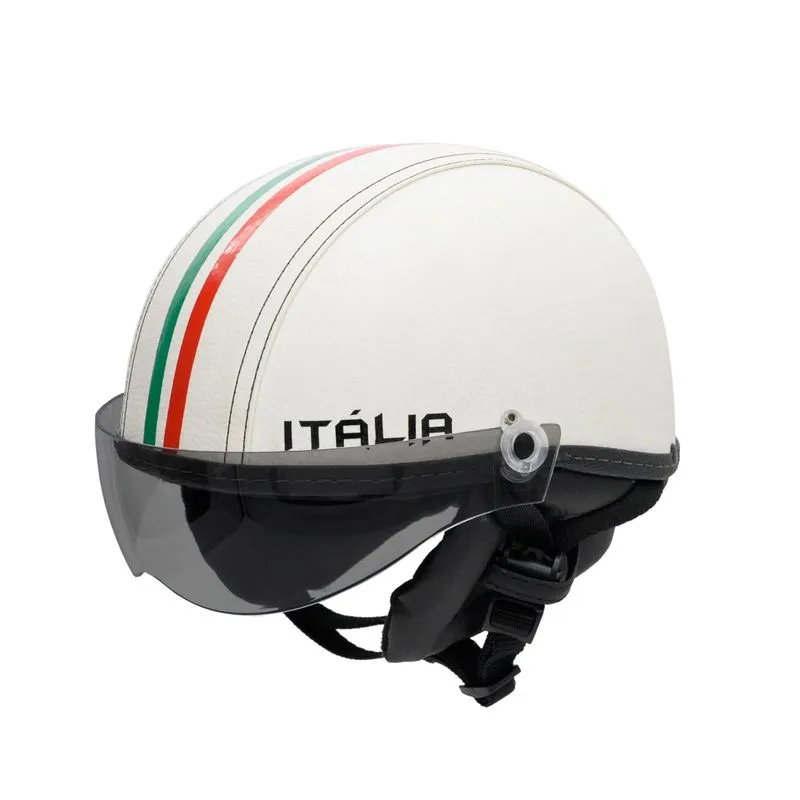 Capacete Coquinho Br 101 Italia Branco Vision Fume Pp