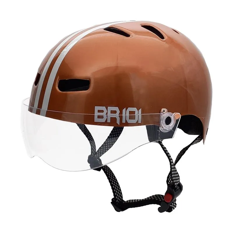 Capacete Br 101 Urbano Pro Dourado Vision Cristal P