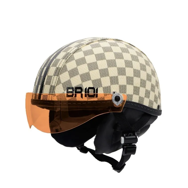 Capacete Bike/Scooter Coquinho Br 101 Xadrez Bege Vision Pp