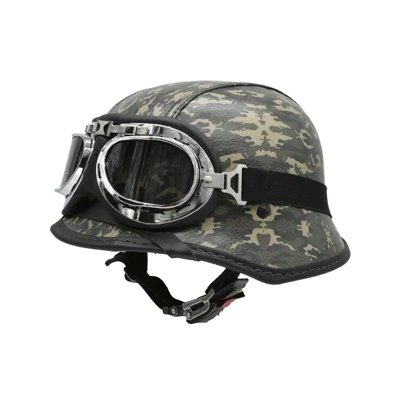 Capacete Br101 Alemão Camuflado Verde Marrom Oculos Fume Pp