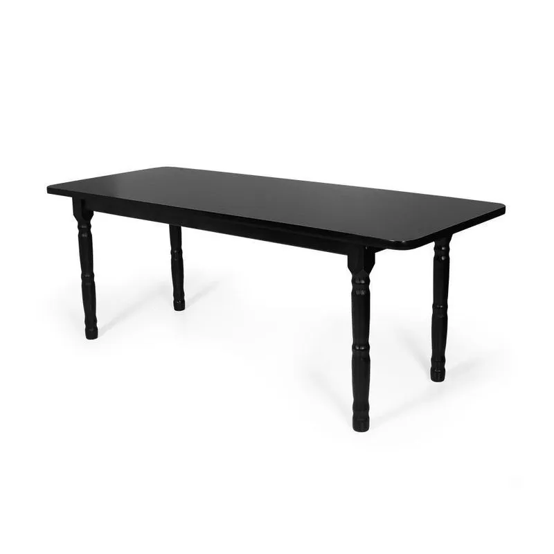 Mesa Retangular 6 Lugares De Madeira 160x80cm Itália Preta