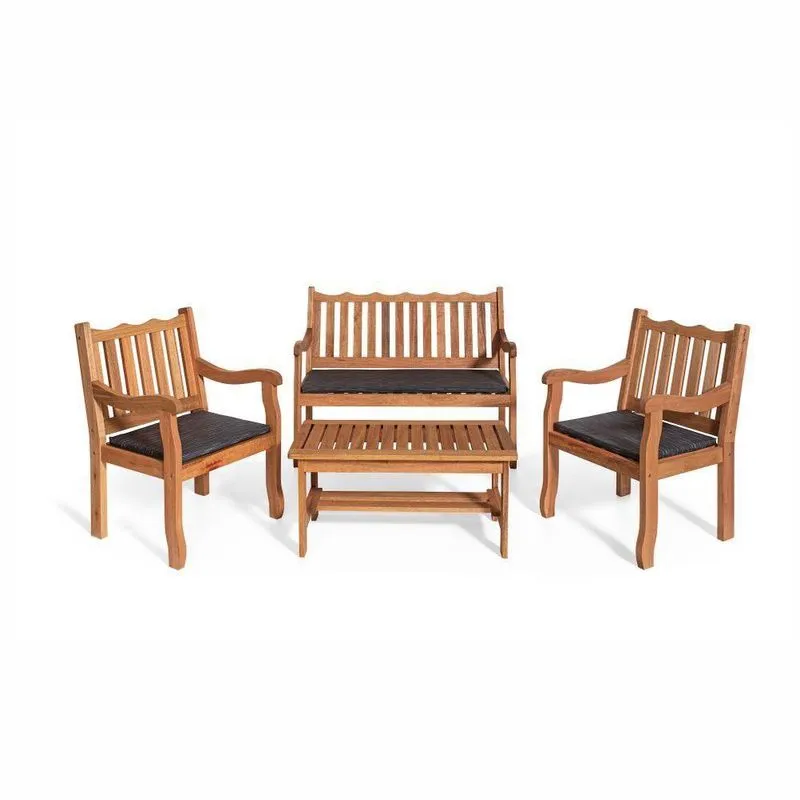 Conjunto Jardim De Madeira Maciça Com Estofado Robust Curvato PretoStraub Web